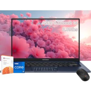 ASUS Laptop Vivobook de 14 polegadas - Intel Core i7-1355U Beat AMD Ryzen 7 4700U -24GB RAM -SSD de 1TB -Windows 11 Pro -Office 365 One Year - School College Student - Business Computadora Portátil