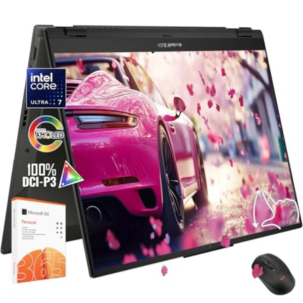 ASUS Laptop Vivobook Flip de 14 polegadas com tela sensível ao toque 2 em 1 - Tela OLED WUXGA -Intel Core Ultra 7 256V -16GB RAM -SSD de 1TB -Teclado retroiluminado -Windows 11 Office 365 -Business