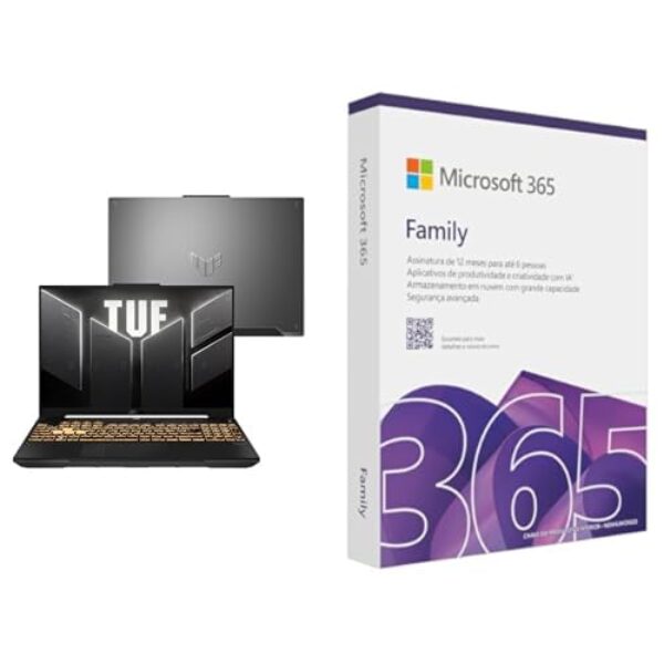 ASUS TUF Gaming F16 Intel Core i7, RTX 4050, 16 GB, 512 GB SSD, W11 Home,16.0'' FHD, Mecha Gray - FX607VU-RL007W + Microsoft 365 Family (12 meses) até 6 usuários