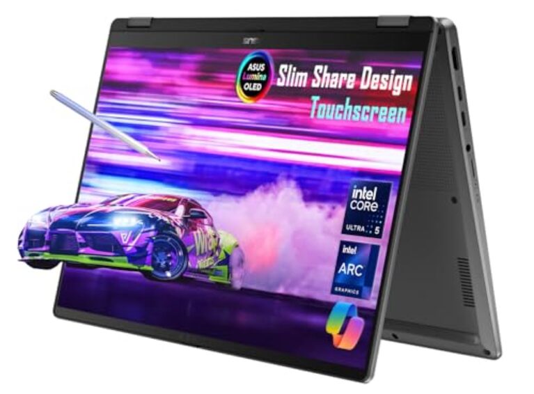 ASUS Vivobook 14 Flip Laptop Copilot+ PC, tela sensível ao toque OLED WUXGA de 14 polegadas, 8 núcleos AI Intel Core Ultra 5 226V, Intel Arc Graphics, 16GB RAM 1TB SSD, Win 11 H, cinza fosco