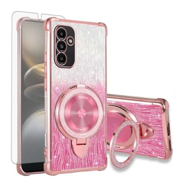 Asuwish Capa de celular para Samsung Galaxy A13 5G capa magnética com protetor de tela de vidro temperado e anel à prova de choque com glitter brilhante suporte rígido A04S M13 G5 A 13 2022 13A A135G
