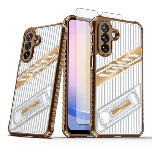 Asuwish Capa de celular para Samsung Galaxy A25 5G/A24 4G/M34/F34 capa de celular com protetor de tela de vidro temperado e suporte rígido híbrido resistente à prova de choque acessórios A 25 25A 24A