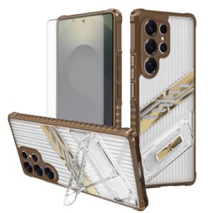 Asuwish Capa de celular para Samsung Galaxy S23 Ultra 5G com protetor de tela de vidro temperado e suporte rígido resistente à prova de choque acessórios S23Ultra 23S S 23 23Ultra 17.3 cm feminino