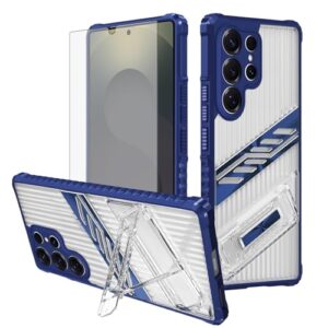 Asuwish Capa de celular para Samsung Galaxy S25 Ultra 5G com protetor de tela de vidro temperado e suporte rígido resistente à prova de choque acessórios S25Ultra 25S S 25 25Ultra 6.9 2025 feminino