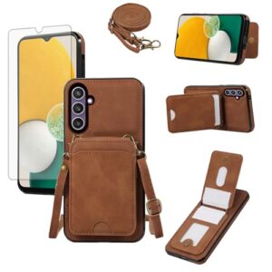 Asuwish Capa de telefone para Samsung Galaxy A13 5G capa carteira com protetor de tela de vidro e alça transversal para pulso suporte de cartão acessórios celulares A04S M13 G5 A 13 2022 13A A135G SM