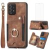 Asuwish Capa de telefone para Samsung Galaxy A52/A52S 5G capa carteira com protetor de tela de vidro temperado e alça de pulso RFID suporte para cartão de crédito anel suporte A 52 S 4G G5 52A S52 52S