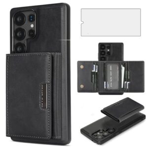 Asuwish Capa de telefone para Samsung Galaxy S25 Ultra 5G carteira magnética destacável com protetor de tela e suporte de cartão de crédito de couro PU slot para celular S25Ultra 25S S 25 25Ultra 6.9