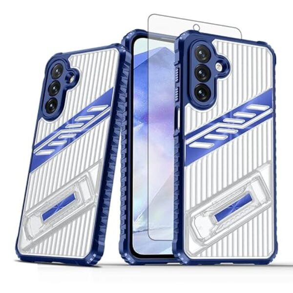 Asuwish Capa para celular Samsung Galaxy A35/A55 5G com protetor de tela de vidro temperado e suporte resistente à prova de choque, suporte rígido, acessórios A 35 55 35A 55A A355G A555G feminino