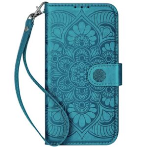 Ateeky Capa carteira para iPhone 17, [bloqueio RFID] Suporte para 3 cartões com compartimento para cartão de crédito, couro PU, capa flip magnética protetora para iPhone 17 (azul)
