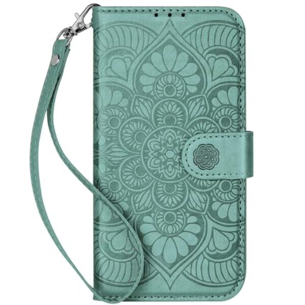 Ateeky Capa carteira para iPhone 17 Pro Max, [bloqueio de RFID] Suporte para 3 cartões com compartimento para cartão de crédito, capa protetora magnética de couro PU para iPhone 17 Pro Max (verde)