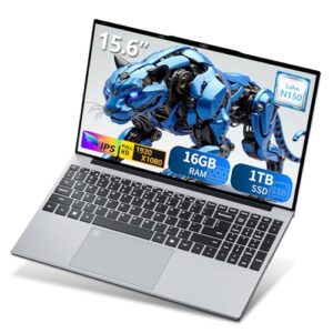 AVENKA Laptop para jogos, laptop de 15,6 polegadas com processador N150 (até 3,6 GHz), 16 GB de RAM 1 TB SSD, teclado retroiluminado, FHD 1920 x 1080, Win 11 Pro, WiFi 5, BT 4.2, laptops para jogos