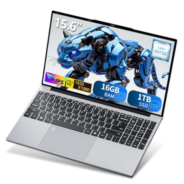 AVENKA Laptop para jogos, laptop de 15,6 polegadas com processador N150 (até 3,6 GHz), 16 GB de RAM 1 TB SSD, teclado retroiluminado, FHD 1920 x 1080, Win 11 Pro, WiFi 5, BT 4.2, laptops para jogos
