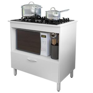 Balcão de cozinha compacto 4 ou 5 fogões top 1 porta e forno(BRANCO)