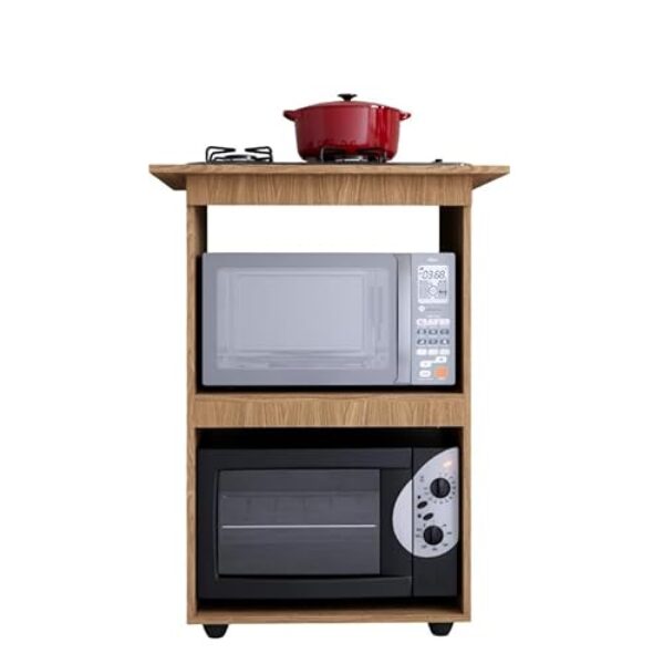 BALCÃO PARA FOGÃO COOKTOP 4 BOCAS MULTIUSO MICROONDAS E FORNO COZINHA(MARROM FREIJÓ)