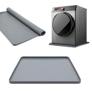 Bandeja de arruela de 68,5 cm para proteção de piso, borda elevada, tapete de borracha para máquina de lavar, bandeja de borracha para lavadora, bandeja de drenagem sob geladeira, dobrável