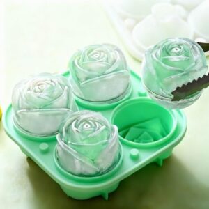 Bandeja para cubos de gelo RV Party – Molde de silicone rosa com 4 grades – verde