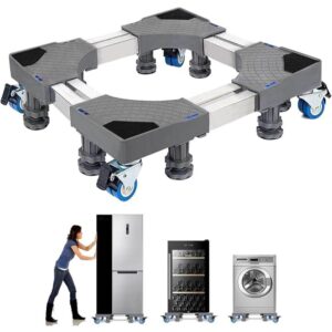 Base Suporte Freezer Geladeira Maquina De Lavar Fogão Lava e Seca Cervejeira Frigobar 8pes Barra Dupla Aço Inox 45 a68cm