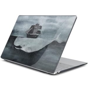 Batianda Capa para laptop Dell XPS 13 Copilot+ PC tela de 13,4 polegadas 2024 número do modelo 9345/9350, capa dura criativa ultrafina, leve e resistente a arranhões com proteção profissional, tubarão