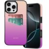 BayPastel X Capa carteira para iPhone 16 Pro Max, compartimento para cartão, design fino, fofo, capa protetora de couro macio com 2 bolsos para cartão de crédito, capa de 6,9 polegadas para mulheres e