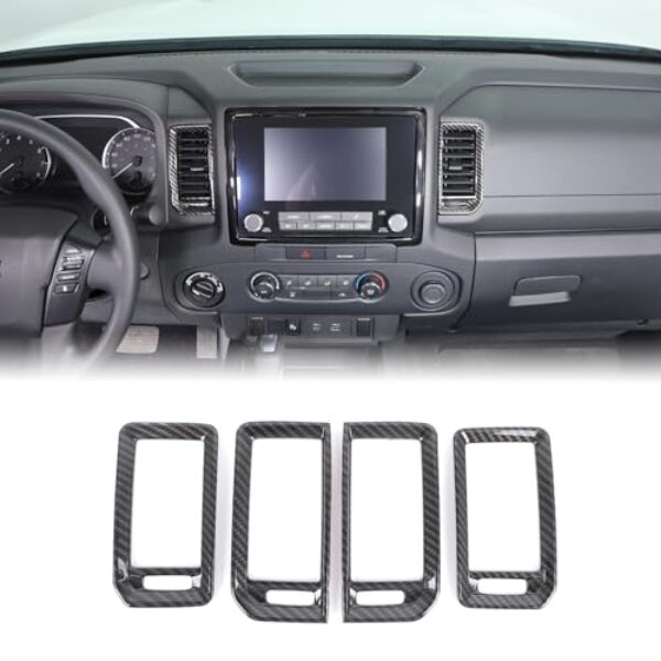 Bekantogy Capa decorativa para ventilação de ar condicionado para console central compatível com Nissan Frontier 2022-2024 acessórios adesivos decorativos para ventilação de ar condicionado (aparência