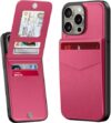 Bemal Capa carteira para iPhone 13 Pro Max, suporte de cartão embutido, bloqueio RFID, suporte de couro PU, fecho magnético, capa de telefone durável à prova de choque para mulheres e homens, rosa