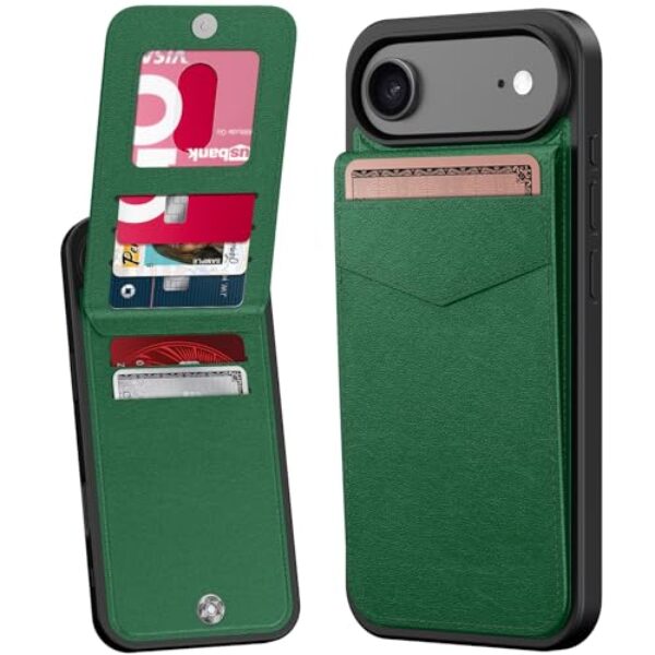 Bemal Capa carteira para iPhone Air, suporte de cartão embutido, bloqueio RFID, suporte de couro PU, fecho magnético, capa de telefone durável à prova de choque para iPhone 17 Air para mulheres e