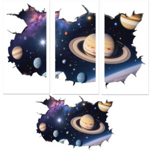 BEUNITONE Decalques de móveis planeta com furo quebrado de 3 folhas, adesivos de armário para gaveta de cômoda, cozinha, casa de fazenda, adesivos de vinil removíveis, fácil de descascar e colar