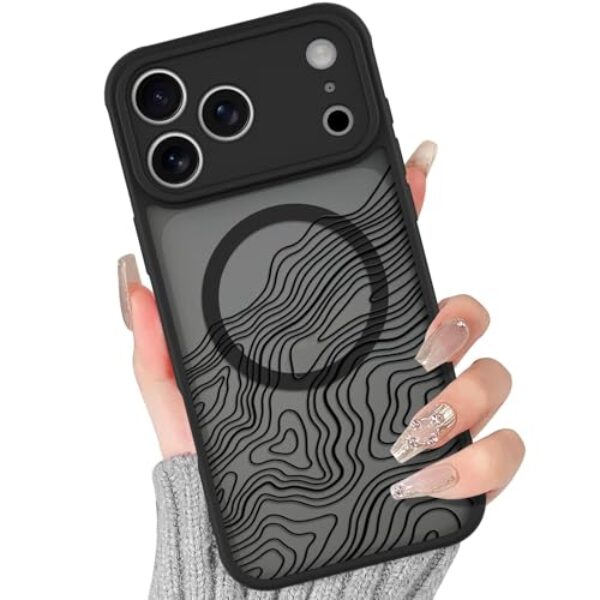 BITOBE Capa para iPhone 17 Pro [compatível com MagSafe] Linda estampa de linha encaracolada para mulheres e meninas, capa protetora fina e magnética de TPU (poliuretano termoplástico) macio