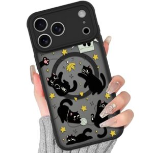 BITOBE Capa para iPhone 17 Pro Max [compatível com MagSafe] Linda estampa de gatos pretos para mulheres e meninas, capa protetora fina e magnética de animais Kawaii