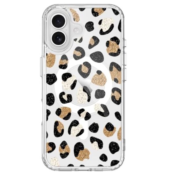 BlHMCASE Capa para iPhone 17 Pro Max, compatível com MagSafe, linda estampa de leopardo, capa protetora à prova de choque para mulheres e meninas