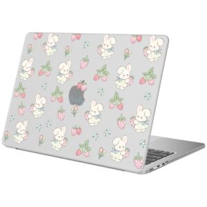 BlHMCASE Compatível com MacBook Pro 13 polegadas capa M2 2025, 2024-2016 A2338 M1 A2251 A2289 A2159 A1989 A1708 A1706, capa rígida protetora de coelho fofo morango para Mac Pro 13