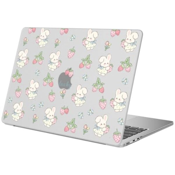 BlHMCASE Compatível com MacBook Pro 13 polegadas capa M2 2025, 2024-2016 A2338 M1 A2251 A2289 A2159 A1989 A1708 A1706, capa rígida protetora de coelho fofo morango para Mac Pro 13