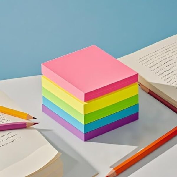 Blocos de notas autoadesivos multicoloridas, 7,6 x 7,6 cm para escritório, escola, casa, planejador, suprimentos