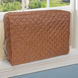 BlueStars Capa de ar condicionado de janela atualizada para ambientes internos - Nova versão com laterais de velcro - Capa interna AC para inverno - Isolamento de camadas de enchimento de fibra de