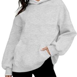 Bogoogmo Moletom feminino com capuz de lã grande e confortável, caimento solto, roupas de outono e inverno, Cinza 02, GG