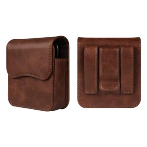 Bolsa de cinto para celular com clipe de couro compatível com Samsung Galaxy Z Flip 7/6/5/4/3/2/5G, coldre masculino compatível com Moto RAZR 5G/50/50 Ultra/40/40 Ultra