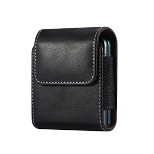 Bolsa de cintura masculina para smartphone com compartimento para cartão compatível com Samsung Galaxy Z Flip 7/6/5/4/3/2/5G, suporte de cinto de couro para celular, pacote de cinto, bolsa de mão