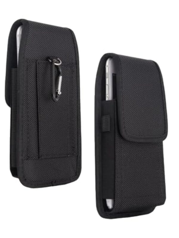 Bolsa para celular com coldre de nylon compatível com iPhone 16 Pro Max, 16 Plus, 15 Pro Max, 15 Plus, 14 Pro Max, 14 Plus, 13 Pro Max, 12 Pro Max, 11 Pro Max, XS Max, 8 Plus, Preto-GG