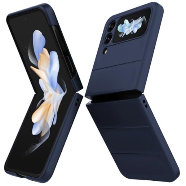 BonYonka Capa para Samsung Galaxy Z Flip 4, capa protetora rígida de policarbonato fino, antiarranhões, à prova de choque, azul