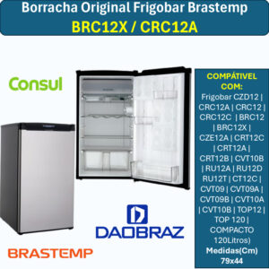 Borracha/Gaxeta "Modelos BRC12X/CRC12A" compatível Frigobar Brastemp/Consul 120 litros