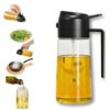 Borrifador e Dosador 2 em 1 para Azeite e Óleo 470 ml Galheteiro de Vidro Premium com Controle de Dose e Spray para Cozinha, Airfryer, Saladas e Churrasco Prático, Econômico e Sem Resíduos (Preto)