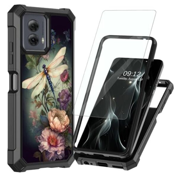 BREIDMKFM Capa para Moto G Power 5G 2024, com protetor de tela, proteção de camada dupla, policarbonato rígido, TPU macio, à prova de choque, capa de telefone resistente para Motorola Moto G Power 5G