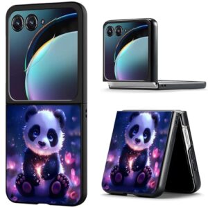 BREIDMKFM Capa para Z Flip 7, capa protetora para Samsung Galaxy Z Flip 7, bonita, fina, rígida, antiarranhões, à prova de choque, com suporte para carregamento sem fio, panda fofo