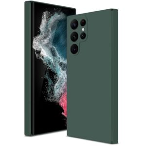 Btstring Capa para Samsung Galaxy S22 Ultra, capa de silicone macio com proteção de câmera atualizada, capa fina à prova de choque com forro de microfibra antiarranhões, verde