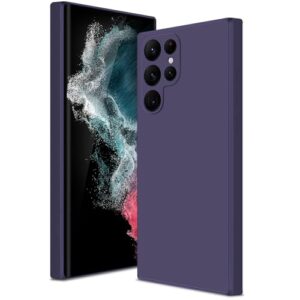 Btstring Capa para Samsung Galaxy S22 Ultra, capa de silicone macio com proteção de câmera atualizada, capa fina à prova de choque com forro de microfibra antiarranhões, roxo profundo