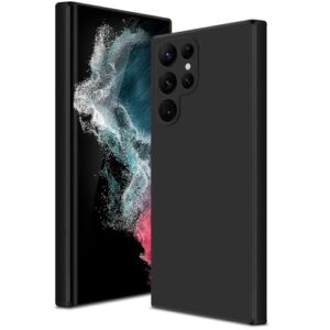 Btstring Capa para Samsung Galaxy S22 Ultra, capa de silicone macio com proteção de câmera atualizada, capa fina à prova de choque com forro de microfibra antiarranhões, preta