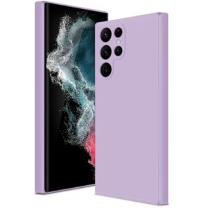 Btstring Capa para Samsung Galaxy S22 Ultra, capa de silicone macio com proteção de câmera atualizada, capa fina à prova de choque com forro de microfibra antiarranhões, roxa