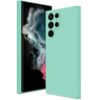Btstring Capa para Samsung Galaxy S22 Ultra, capa de silicone macio com proteção de câmera atualizada, capa fina à prova de choque com forro de microfibra antiarranhões, verde menta