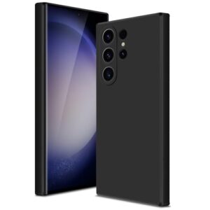 Btstring Capa para Samsung Galaxy S23 Ultra, capa de silicone macio com proteção de câmera atualizada, capa fina à prova de choque com forro de microfibra antiarranhões, preta