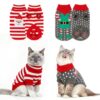 BWOGUE 2 pacotes de suéter de Natal para cães e gatos para animais de estimação, roupas quentes para animais de estimação, Papai Noel e palhaço, suéteres para animais de estimação para gatinhos e cães